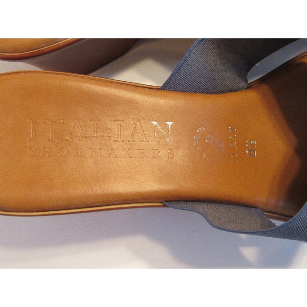 Italian Shoemakers Blue Cross Strap Slip On OpenToe Sandals with Beading 8.5 - Picture 2 of 13